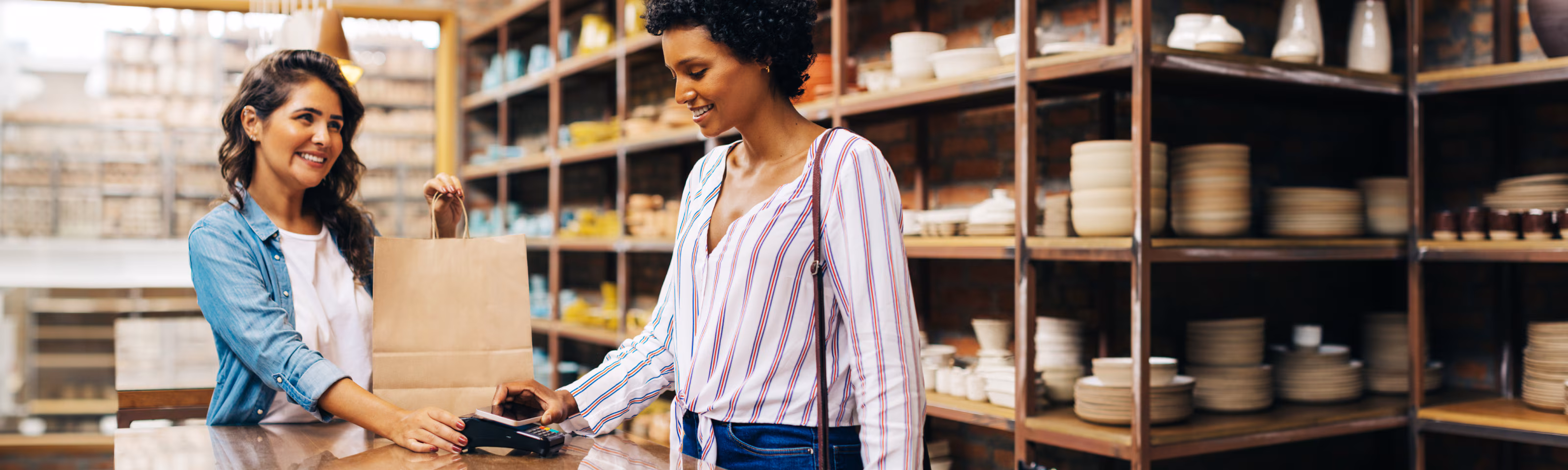 Person checking out at a store
